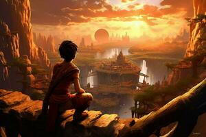 warrior kid gaming fictional world photo