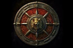 warrior round shield gaming fictional world photo