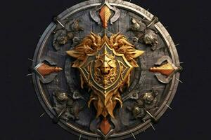 warrior round shield gaming fictional world photo