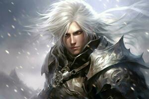 warrior white hairs gaming fictional world photo