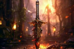 warrior sword gaming fictional world photo