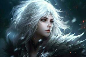 warrior white hairs gaming fictional world photo