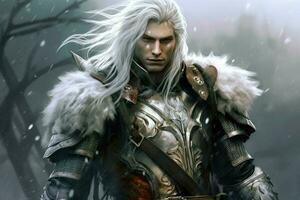 warrior white hairs gaming fictional world photo