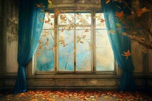 window in room with surreal and mystical view photo