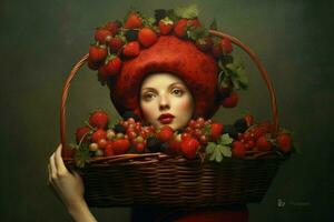 woman berry basket photo