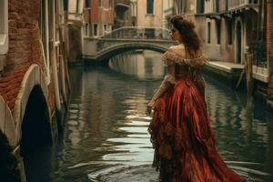 mujer antiguo Venecia río foto