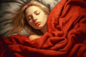 woman warm blanket sleep photo