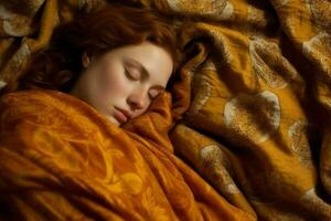 woman warm blanket sleep photo