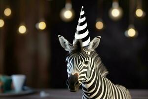 zebra birthday hat photo