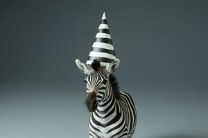 zebra birthday hat photo