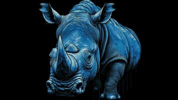 a blue rhino with a black background photo