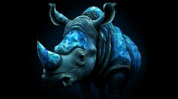 a blue rhino with a black background photo