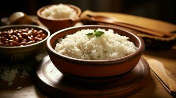 a bowl of beans and rice with a side of beans on photo