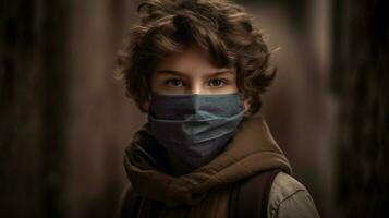 a boy wearing protective mask covid 19 mask wearing photo