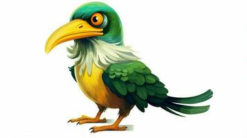 a cartoon bird with a green beak and a yellow bea photo