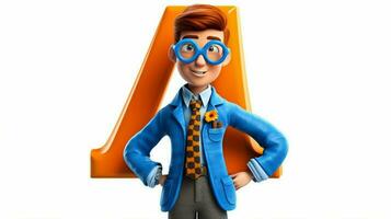 a cartoon character with a blue letter a on his j photo
