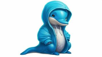 a cartoon dolphin with a hoodie and a hoodie photo