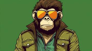 a cartoon image of a monkey wearing a green jacket photo