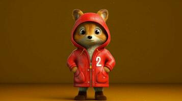 a cartoon image of an animal wearing a red jacket photo