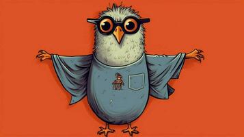 un dibujos animados de un pájaro con un camisa ese dicesim un bi foto