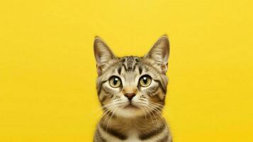 a cat with a yellow background photo