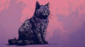 a cat with a purple background and purple backgro photo