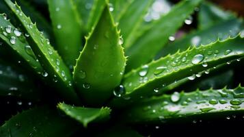 a close up of an aloe vera plant with water dropl photo