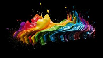 a colorful paint rainbow isolated on black illust photo