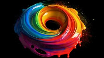 a colorful paint rainbow isolated on black illust photo