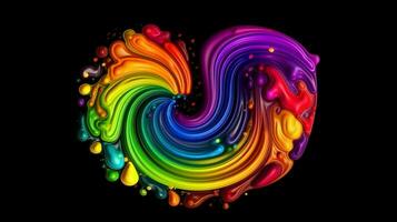 a colorful paint rainbow isolated on black illust photo