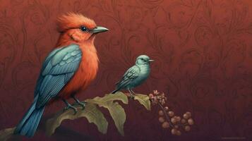 un digital ilustración de un pájaro con un pájaro foto
