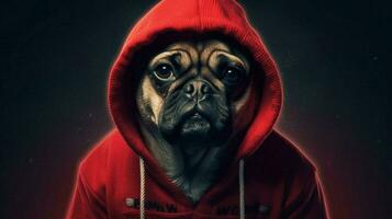 a dog in a hoodie photo