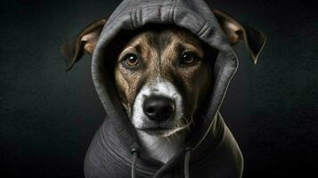 a dog in a hoodie photo