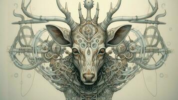 a drawing of a deer with a mechanical head photo