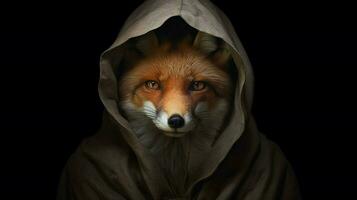 a fox with a hood and a hood photo