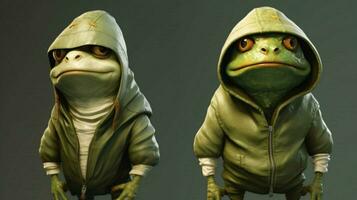 a frog with a hoodie and a hoodie that says frog on photo