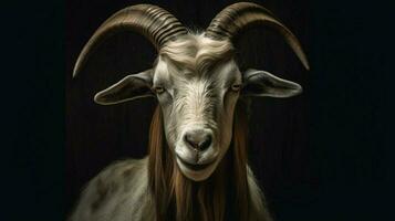 a goat with a face and horns photo