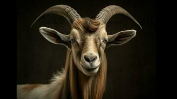 a goat with a face and horns photo