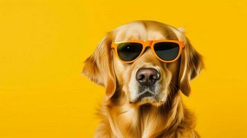 un dorado perdiguero perro vistiendo Gafas de sol en un S.M foto
