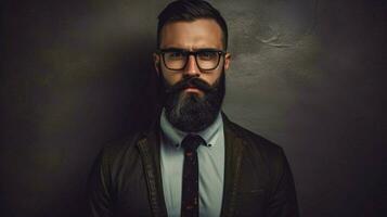 a man with a beard and glasses is wearing a shirt photo