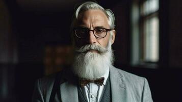 a man with a grey beard and glasses is shown photo