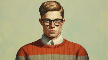 a man with glasses and a sweater photo