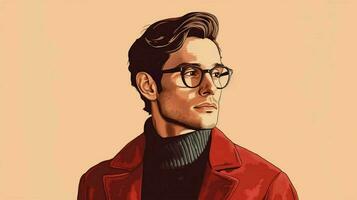 a man with glasses and a sweater photo