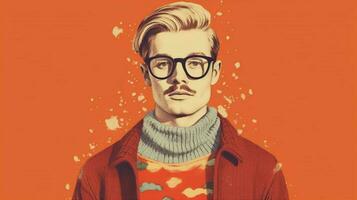 un hombre con lentes y un suéter foto