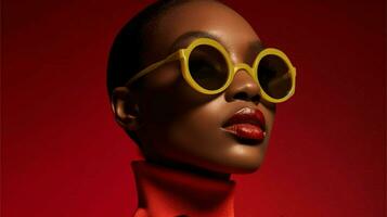 a model wears a pair of sunglasses from the brand photo