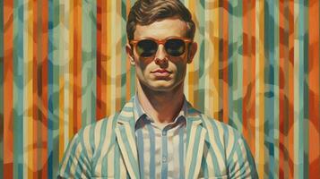 a painting of a man wearing sunglasses photo