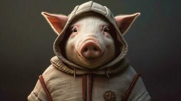 un cerdo vistiendo un capucha ese dice armadilloon eso foto