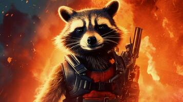 a poster for a rocket raccoon photo