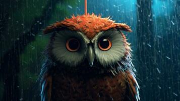 a poster for the owl in the rain photo