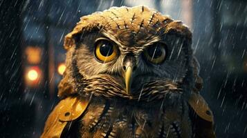 a poster for the owl in the rain photo